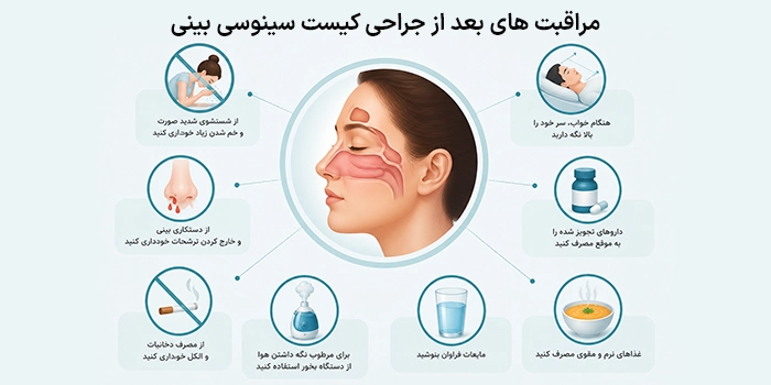 مراقبت های بعد از جراحی کیست سینوسی بینی