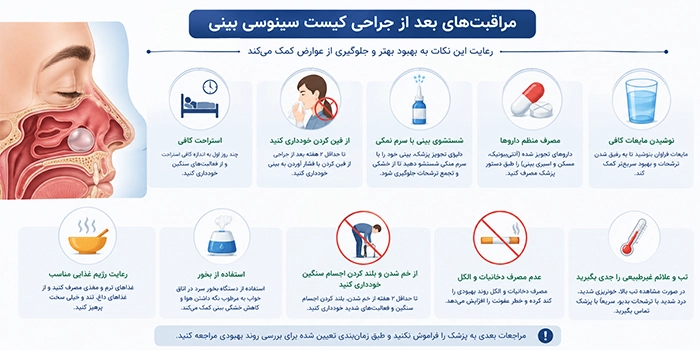 علائم هشدار بعد از جراحی کیست سینوس بینی