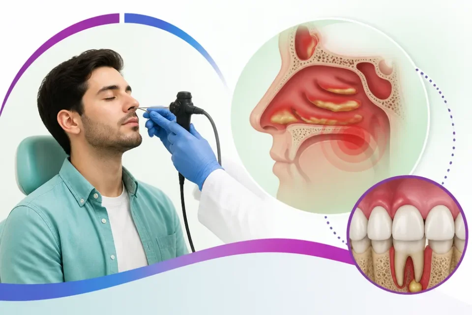 نمای توضیحی درباره چرا بررسی دندان و لثه در کنار سینوسها ضروری است